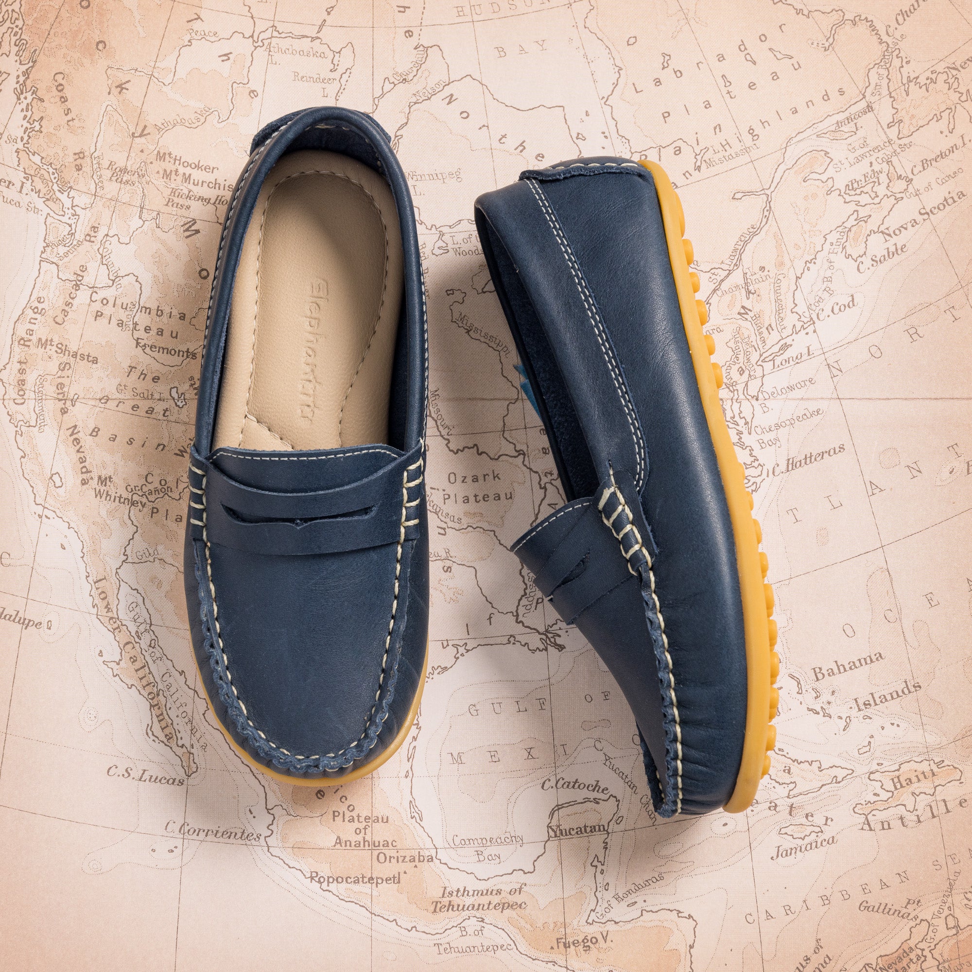 Blue leather moccasins online