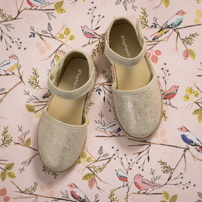 Linen Classic Espadrille Metallic White