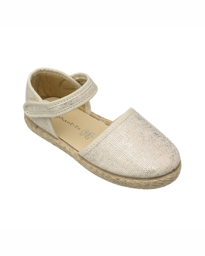 Linen Classic Espadrille Metallic White